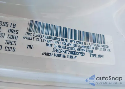 2016 Ram Promaster City Tradesman z USA, uszkodzony, nr VIN ZFBERFAT2G6B13792